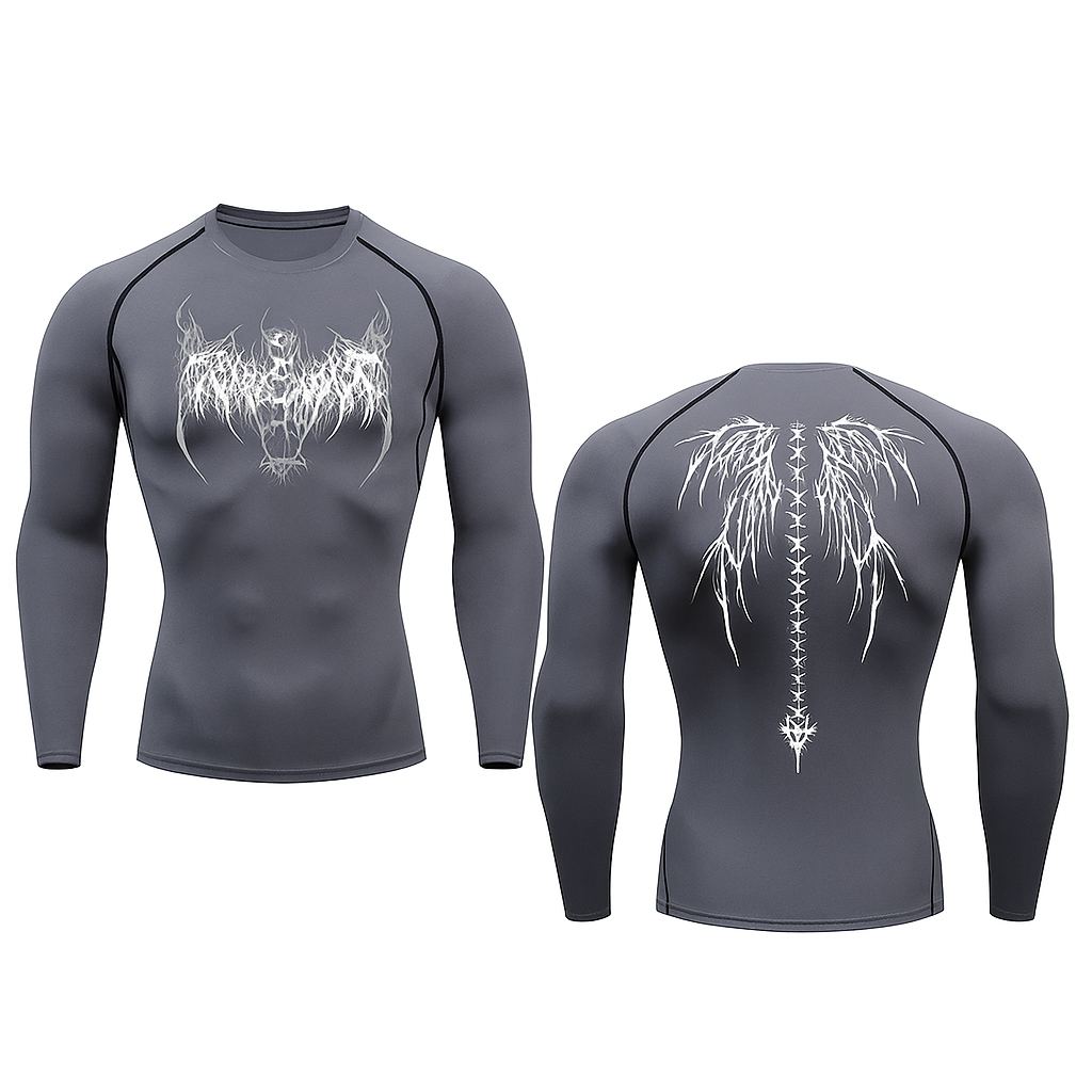 Skeleton wing long sleeve compression shirt